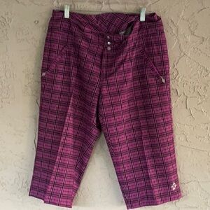 all by Jofit Women’s Purple/Black Plaid Golf Shorts Size 10 Stretch/Casual